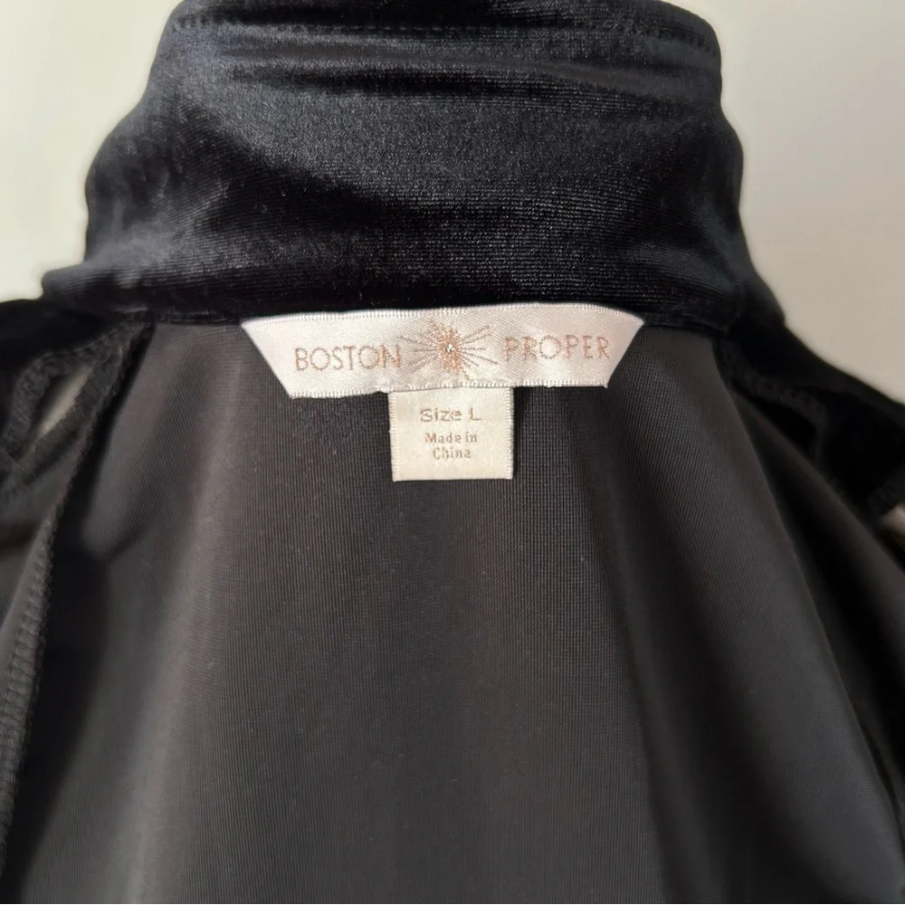 VTG Boston Proper Zip Up Cardigan Womens LG Black Velvet Dark Academia Goth Y2K - Picture 10 of 12